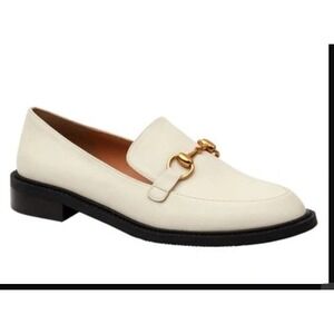 Lisa‎ Vicky Zany Loafers Size 9M Natural Sheep Napa Gold Hardware Ivory Cream